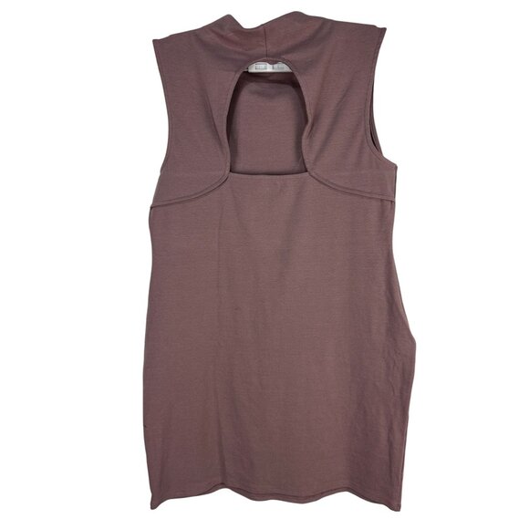 Madden NYC Jersey Mini Dress Open Back Twilight Mauve Cotton Blend XL Size - Picture 2 of 6